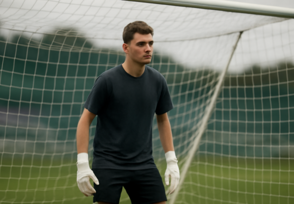 Kiper muda berlatih di depan gawang