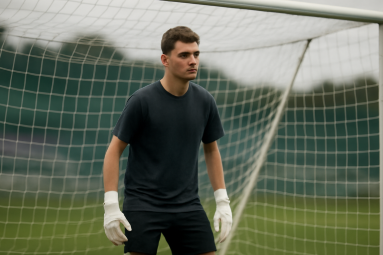 Kiper muda berlatih di depan gawang