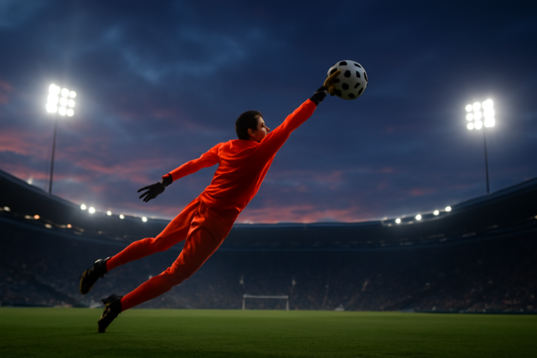 Kiper Eropa sedang melakukan penyelamatan di pertandingan