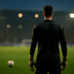 Kiper berdiri di garis gawang mengamati jalannya pertandingan